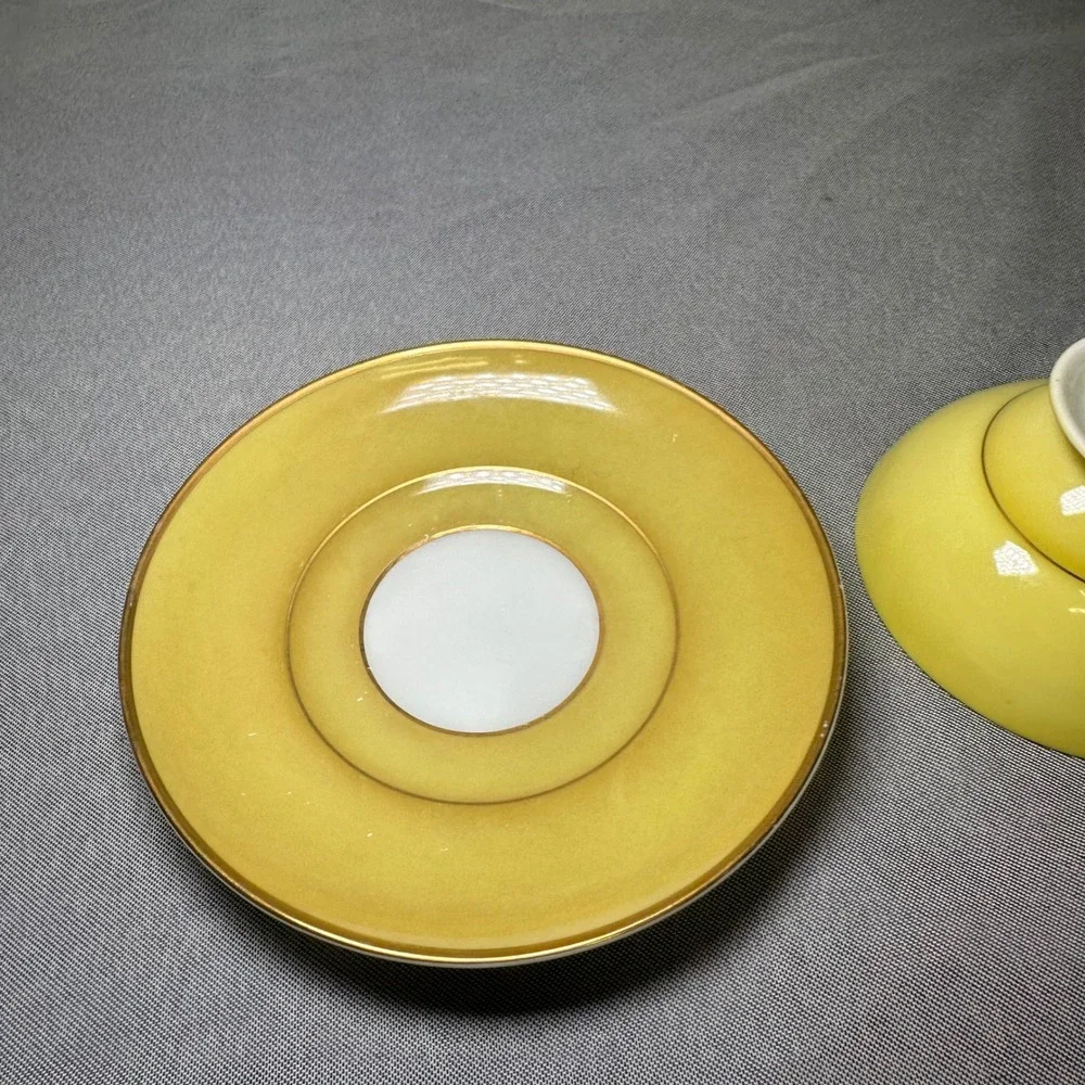 Sango China Cup and Saucer Yellow Floral Gold Trim Made in‎ Occupied Japan VTG